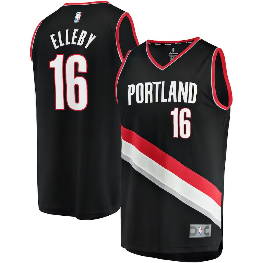 Men Portland Trail Blazers #16 CJ Elleby Fanatics Branded Black Icon Edition Fast Break Replica NBA Jersey